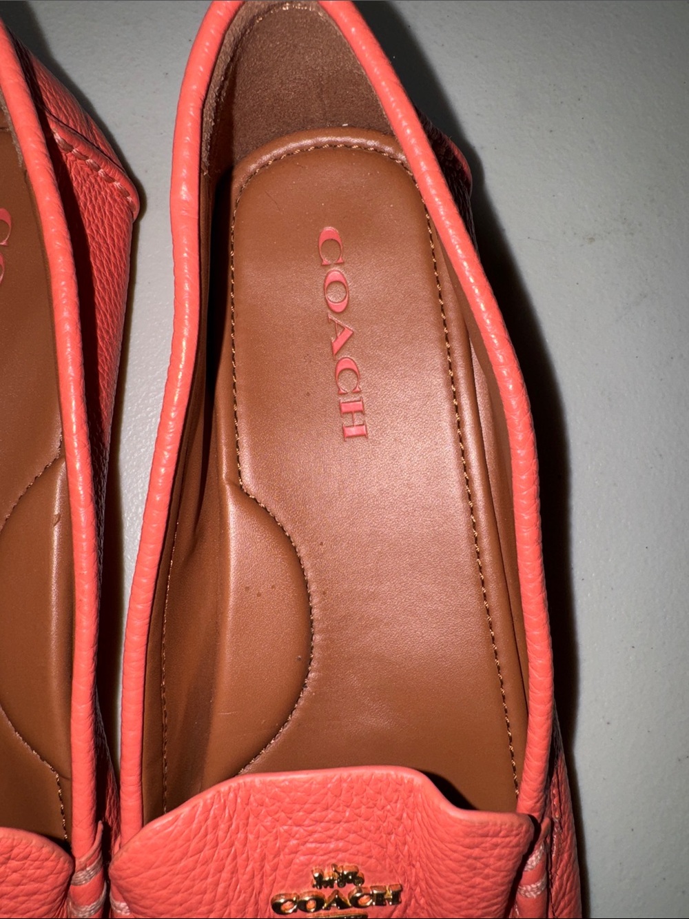 Coach Coral-Pink Leather Driving Loafers - Picture 3 of 5